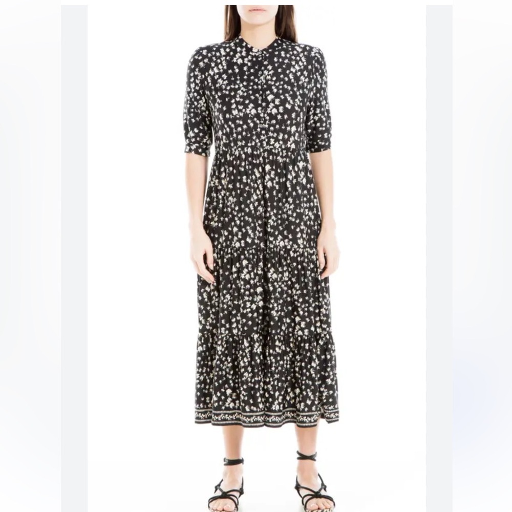 Max studio size Large Elegant Black and White Floral Dress